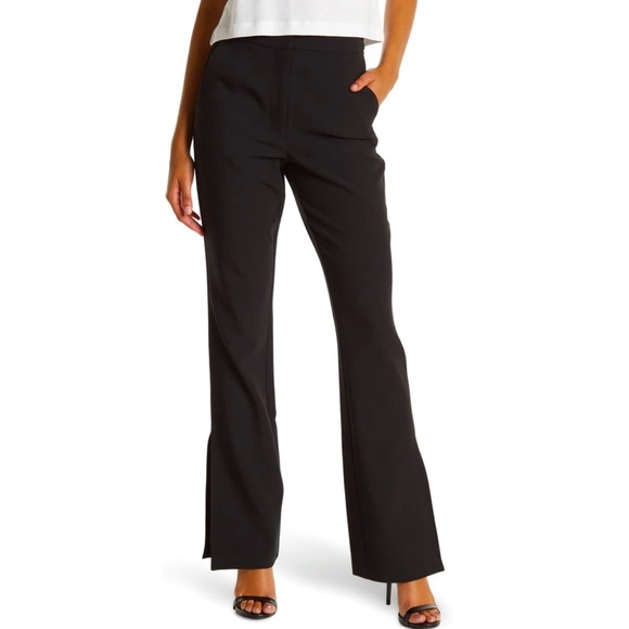 NEW Good American Executive Flared Leg With Side Slit Hem Black Dress Pants NWT - Picture 1 of 15